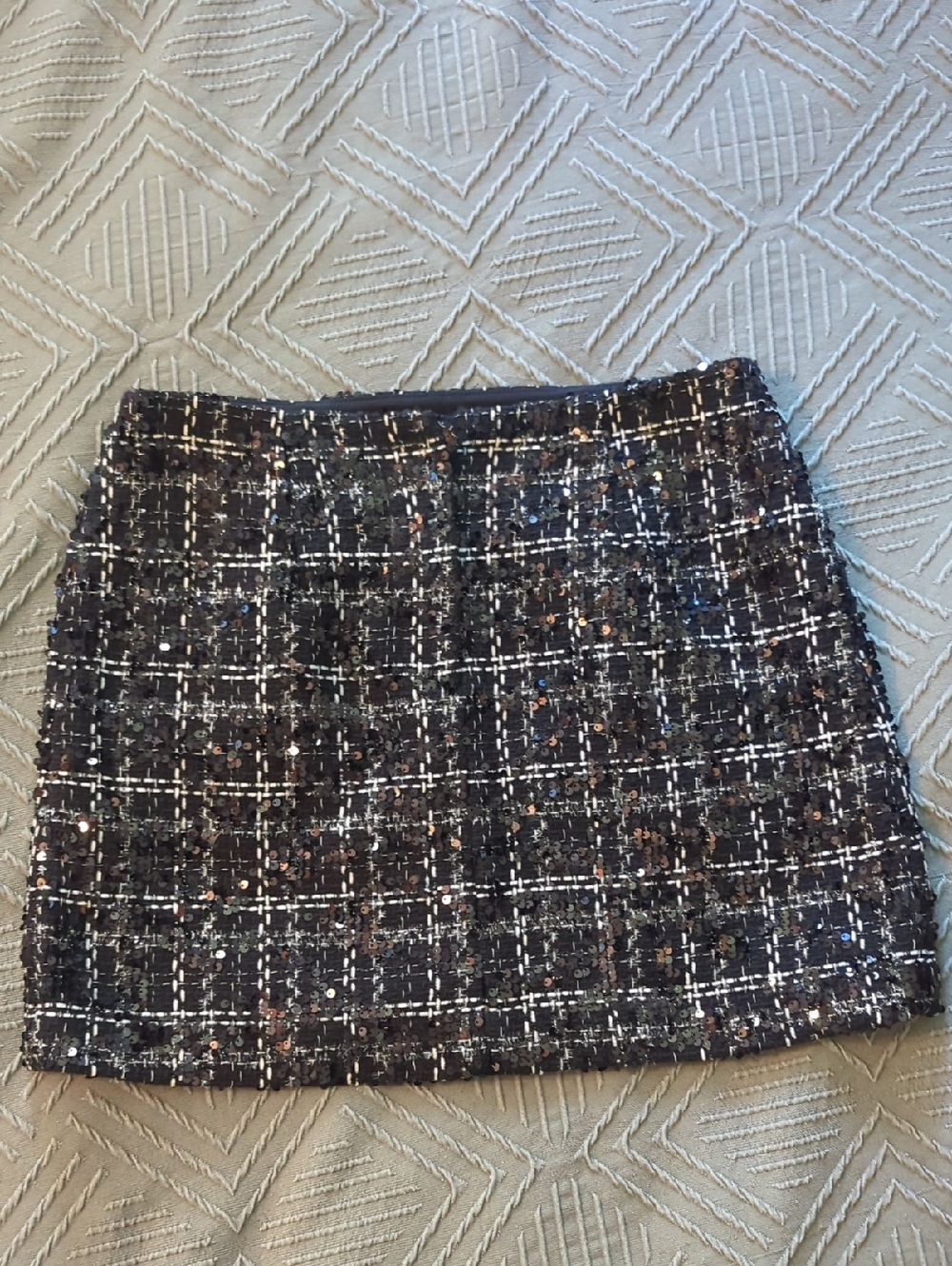 Gianni Bini Black Plaid Tweed Mini Skirt